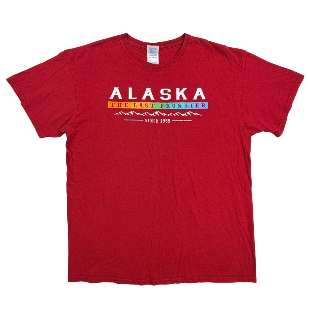 Vintage Alaska Shirt Men‎ Large Red Cotton Delta Pro Weight The Last Frontier - Picture 2 of 7
